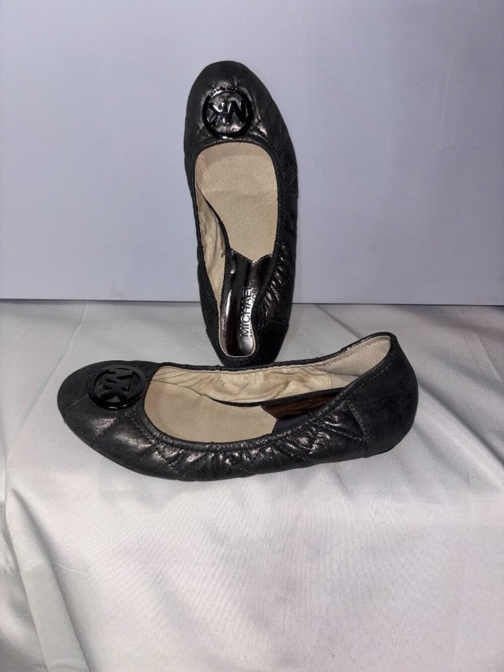 Michael Kors Fulton Black Quilted Leather Ballet Flats - Size 6.5M